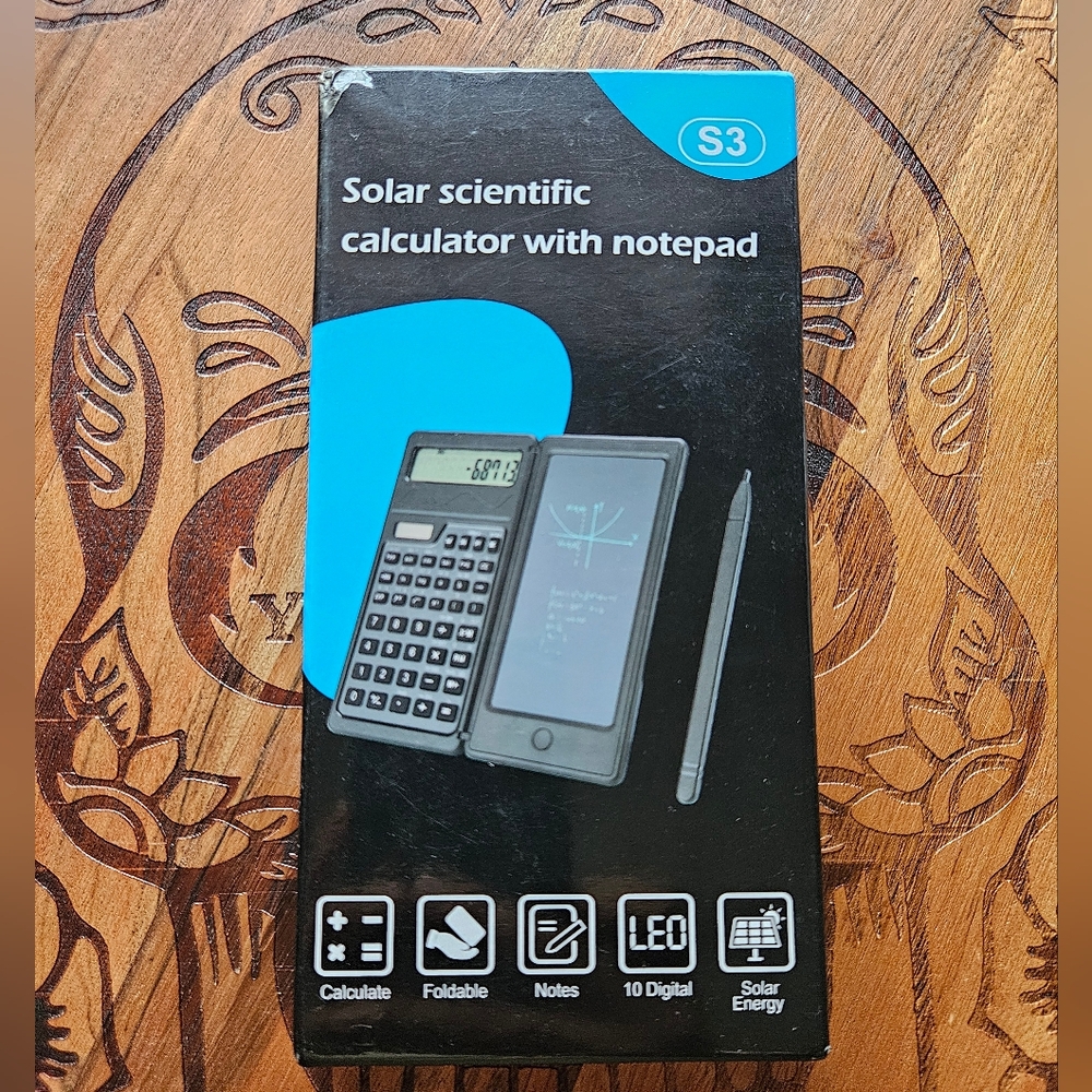 Solar Scientific Calculator with Notepad - Black